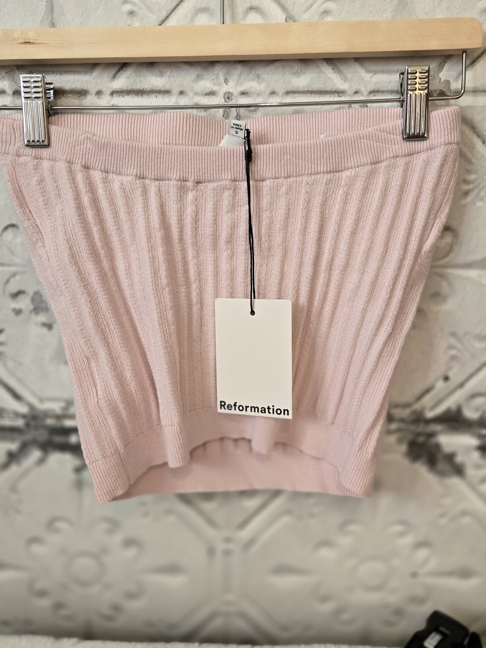 Reformation Zazie Knit Cotton Blend Strapless Top Tube Size Small NWT - Picture 11 of 12